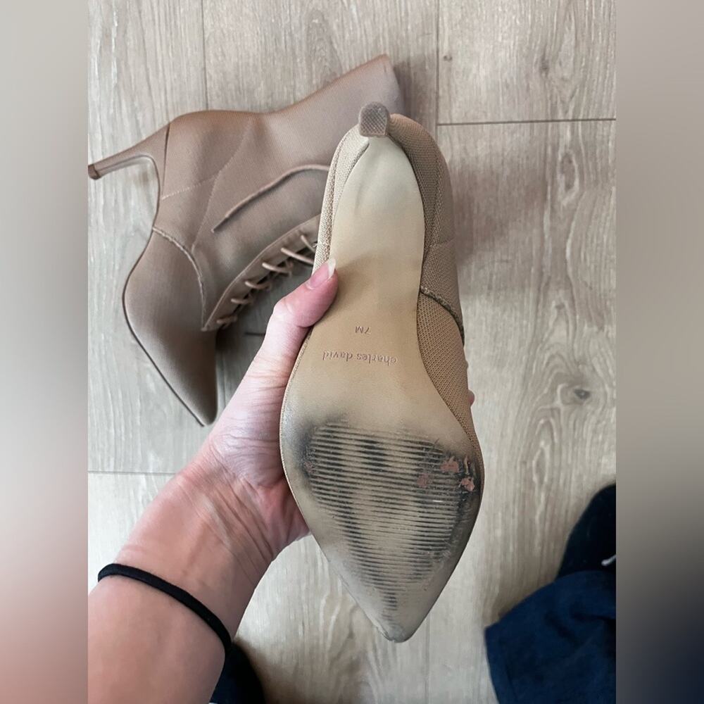 Charles David Piranha Bootie Size 7 Taupe/Stone Mobwife Office Siren Boardroom - Picture 3 of 5